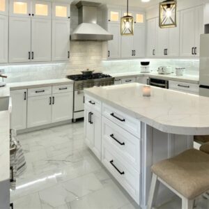 white kitchen with drawer