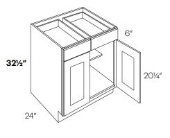 LUXOR SMOKY GREY - BASE CABINET, HANDICAP L02-B24-HA