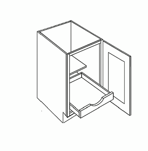 LUXOR MISTY GREY - BASE CABINET, WITH PULL OUT SHELF, FULL HEIGHT L03-B18R-FH-POS1