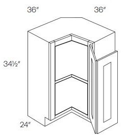 LUXOR SMOKY GREY - SQUARE CORNER EASY REACH BASE CABINET, LEFT L02-ER36L