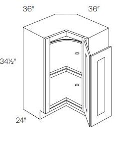 LUXOR SMOKY GREY - SQUARE CORNER BASE CABINET, LAZY SUSAN LEFT L02-LS36L