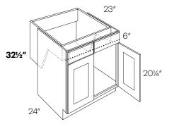 LUXOR MISTY GREY - SINK BASE CABINET, HANDICAP REMOVABLE L03-SB33-HR