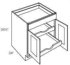 LUXOR SMOKY GREY - BASE CABINET, WITH PULL OUT SHELF L02-B24-POS2
