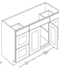 LUXOR WHITE - VANITY BASE CABINET WITH DRAWERS, CENTER SINK - 5 PIECE L10-V60DD-5P