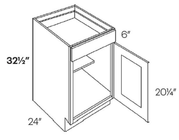 LUXOR SMOKY GREY - BASE CABINET, HANDICAP L02-B21R-HA