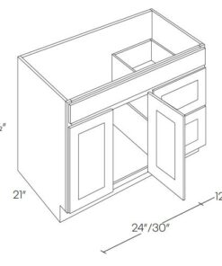 LUXOR WHITE 5 PIECE DF - VANITY BASE CABINET, RIGHT-SIDE DRAWERS L10-V42DR-5P