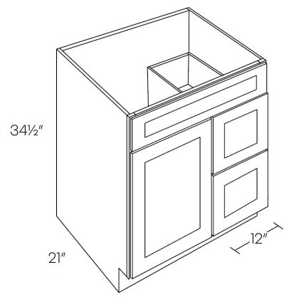 LUXOR WHITE 5 PIECE DF - VANITY BASE CABINET L10-V36-5P