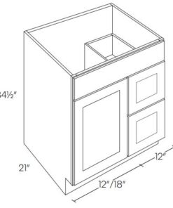 LUXOR WHITE - VANITY BASE CABINET, LEFT DRAWERS L10-V24DL